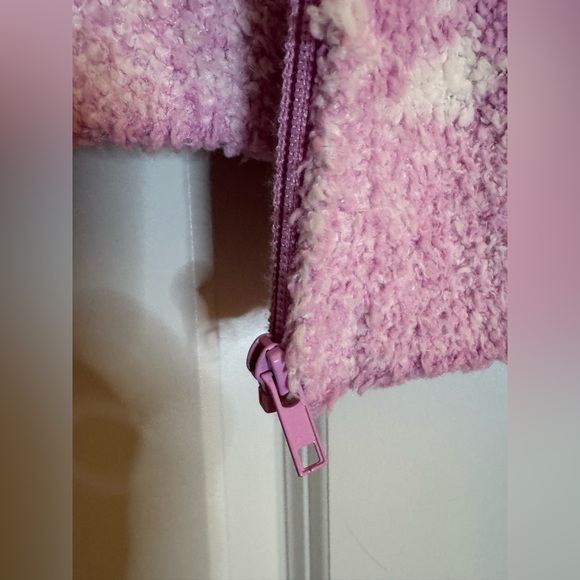 SKIMS Cozy Sweater Zip Up Petal Houndstooth‎ Pink Sz S/M - Picture 6 of 15